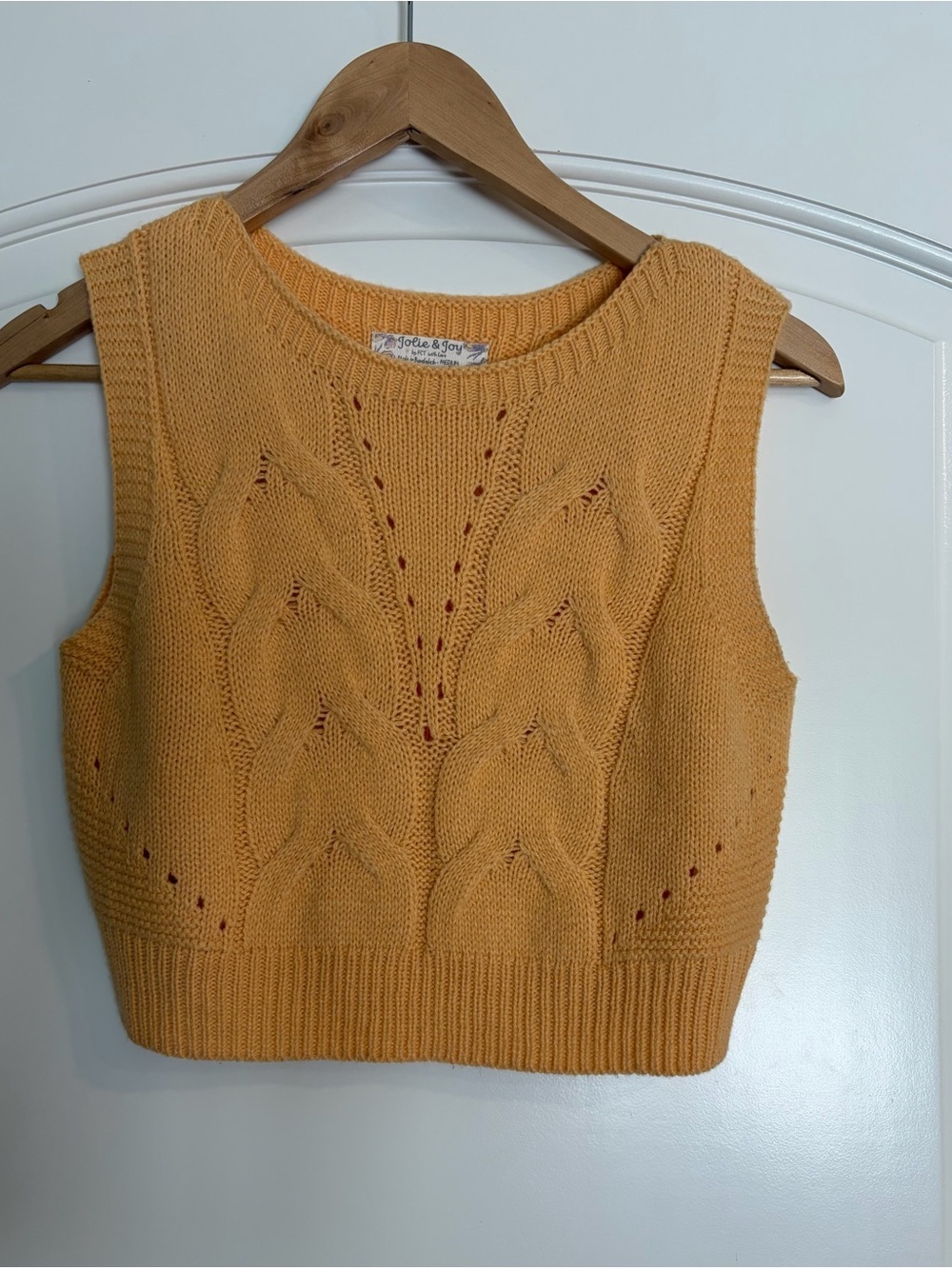 Jolie & Joy Mustard Cable Knit Sleeveless Preppy Sweater Vest M